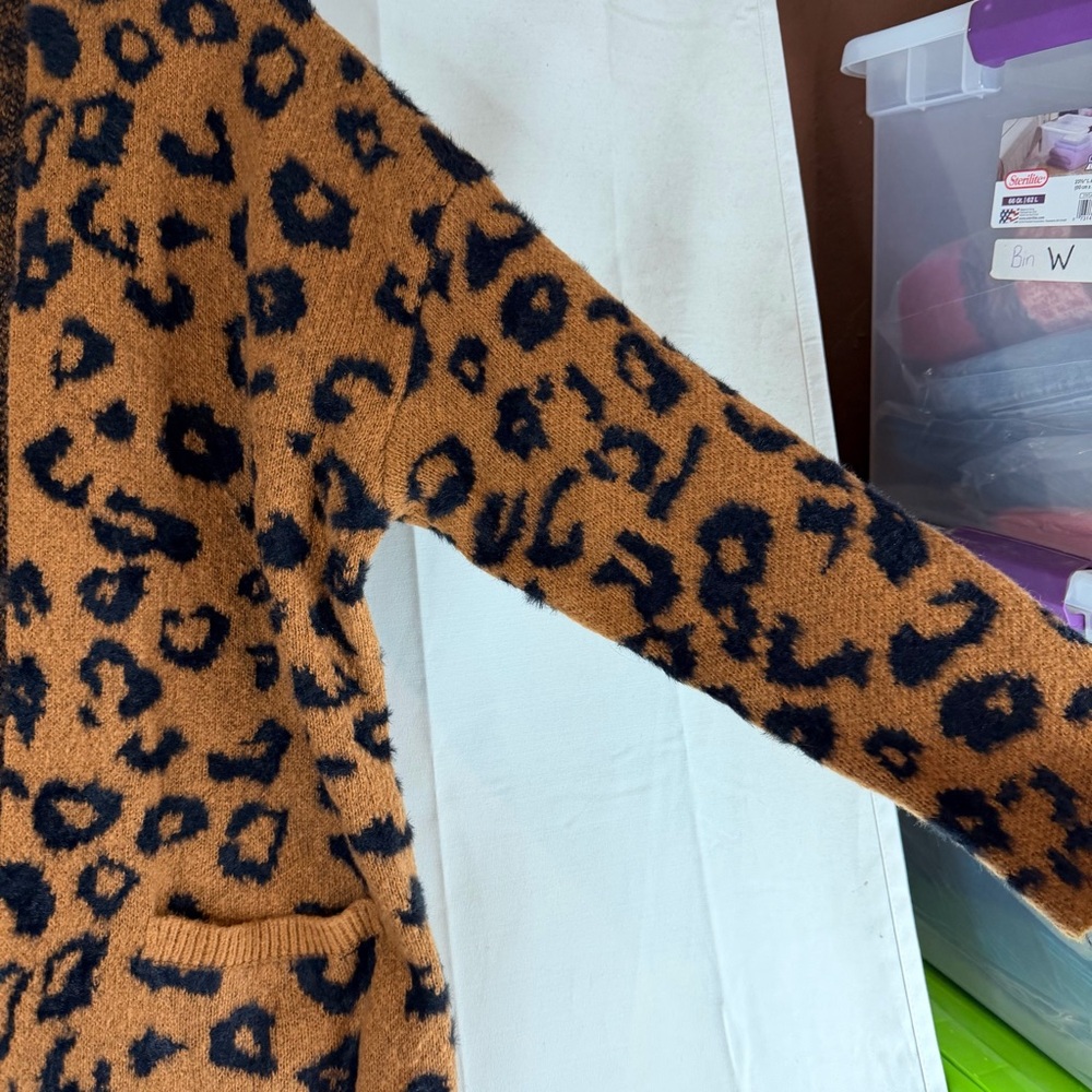 KNOX ROSE Women’s Size M Sweater Cardigan NWT Leopard Longline Open Front SOFT - Picture 6 of 14